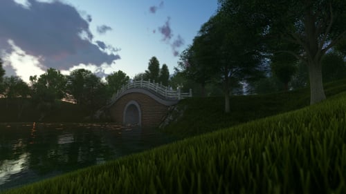 Historic Bridge at Night