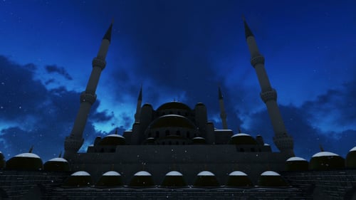 Vue de la mosquée en soirée