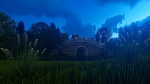 Stone Old Bridge at Night