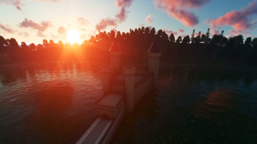 Vista sobre el castillo al atardecer