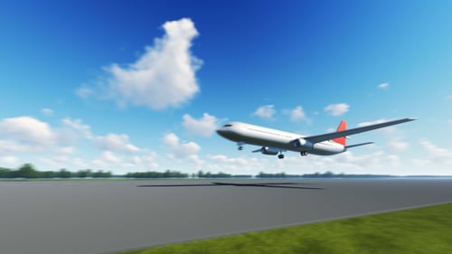 The Plane Landing to San Francisco in USA