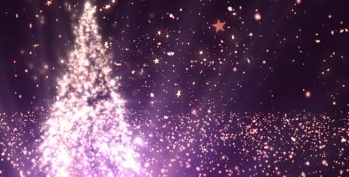Sparkling Particle Christmas Tree with Falling Stars Background