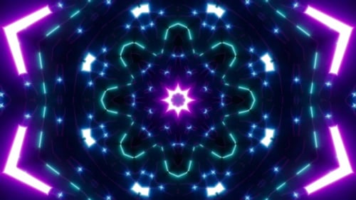 Neon Light Beam Kaleidoscope Background Loop 4K 03