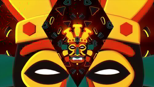 Animated Tribal Mask Loop with Abstract Geometric Pattern