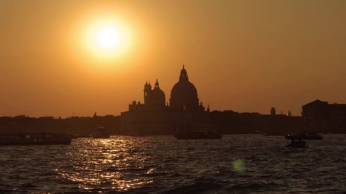 Evening in Venice. Majestic Grand Canal in Venice, and Water traffic,Venice, Italy. Venice Is a City