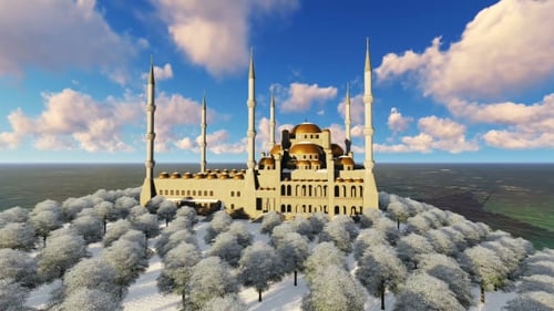 Mosque in Snowy Weather
