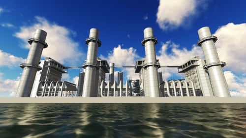 Oil Industry Refinery factory at Sunset