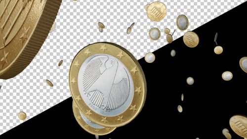 Realistic Falling Euro Coins Animation