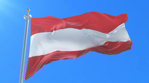 Realistic Waving Austrian Flag Animation Against Blue Sky