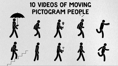 10 personas con pictogramas en movimiento