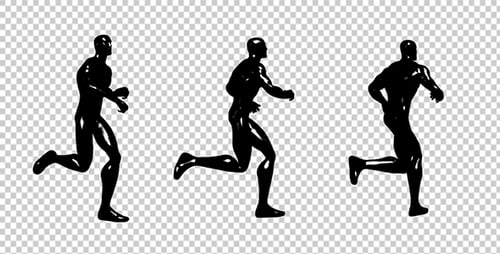 Minimalist Black Running Man Figures Loop Animation
