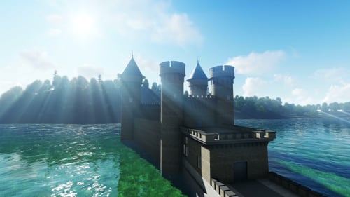 Vista alrededor del castillo al sol
