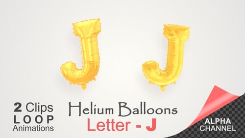 Floating Gold Balloon Letter J Animation