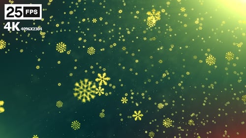 Animated Golden Snowflakes Falling Holiday Background Loop