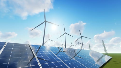 Wind Turbines and Solar Panels Generate Clean Renewable Energy