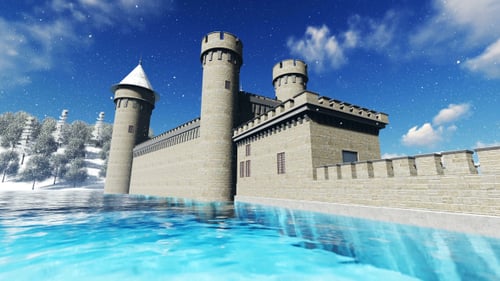 Excellent Snowy View of Castle