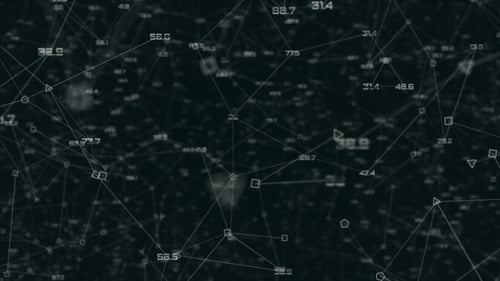 Futuristic Technology Network with Data Connections and Geometric Shapes