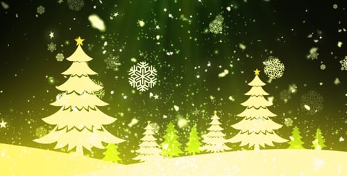 Festive Christmas Trees and Falling Snowflakes Winter Background