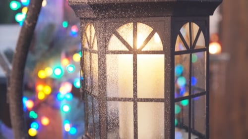 Winter Lantern with Christmas Lights