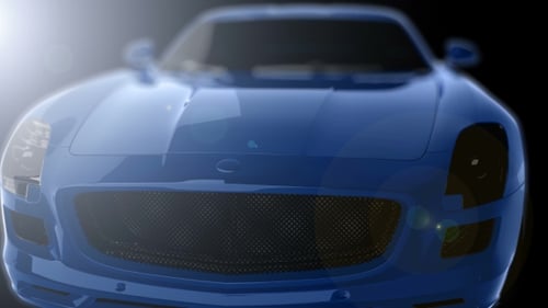 Sleek Blue Sports Car Rotating 3D Render Animation