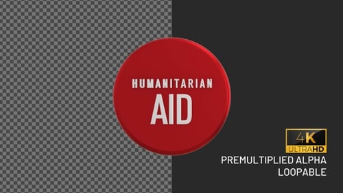 Insignia giratoria de bucle de ayuda humanitaria de donación con canal alfa