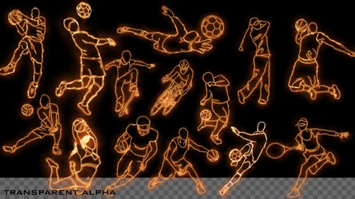 Dynamic Sports Figures Neon Line Reveal Animation Pack
