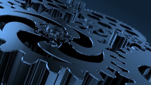 Mécanisme technique avec pièces rotatives et connexions à l'intérieur d'un moteur