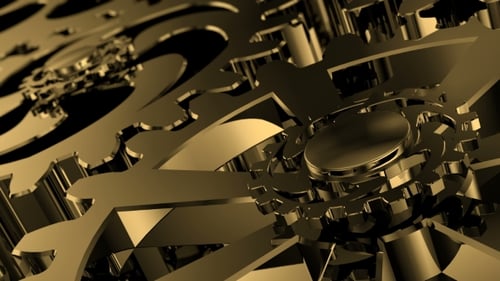 Animated Golden Gears Industrial Mechanism Loop