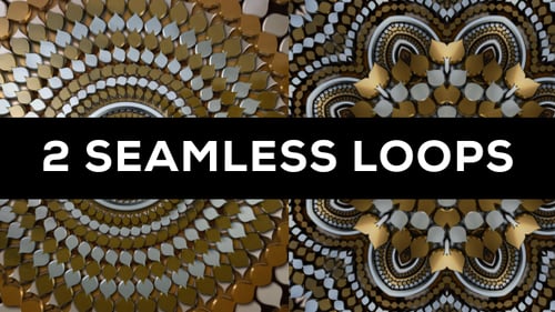 Seamless Metallic Abstract Mandala Loop Background