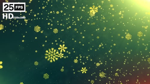 Animated Golden Snowflakes Falling Festive Background