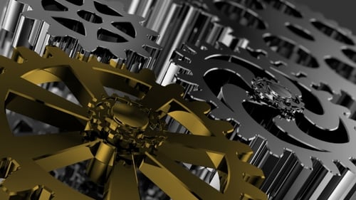 Dynamic Interlocking Gears System Loop for Technology Backgrounds