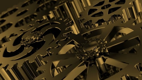 Golden Gears Interlocking System Mechanism Animation Loop