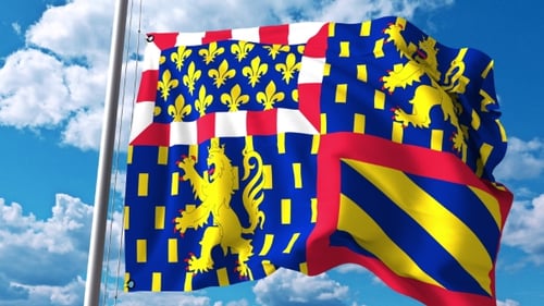 Waving Regional Flag Animation with Heraldic Emblems and Fleur-de-Lis