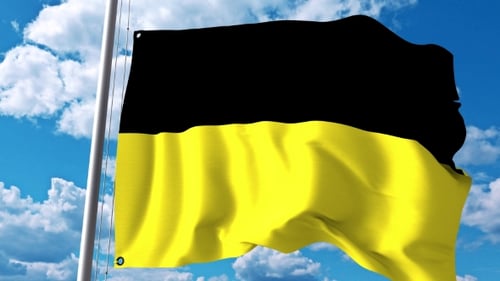 Realistic Waving Black And Yellow Flag Animation