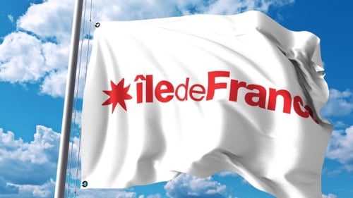 Bandera ondeante, de, Ile-de-France, una región de Francia