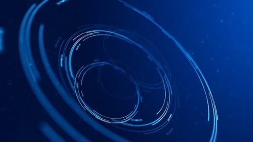 Futuristic Blue HUD Data Animation with Abstract Rotating Circles