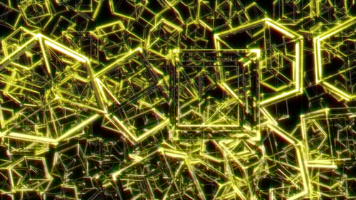 Dynamic Glowing Geometric Cubes Abstract Network Background