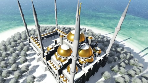 Top View of the Snowy Mosque