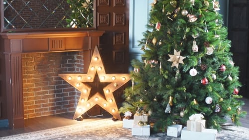 Christmas Tree and Decorations in Cozy Room