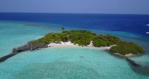 Beautiful drone abstract view of a summer white paradise sand beach and aqua turquoise water
