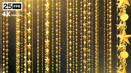 Shimmering Golden Star and Chain Festive Background