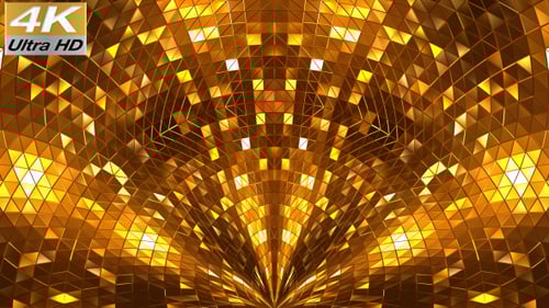 Abstract Golden Geometric Light Tunnel Background Loop