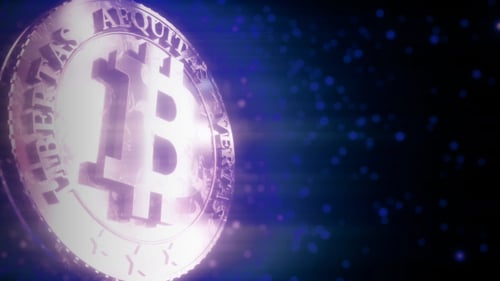 Futuristic Bitcoin Digital Cryptocurrency Rotating Animation