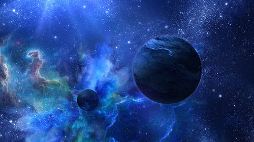 Animated Cosmic Nebula Background with Planets and Stars