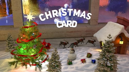Animated Festive Pop-Up Card with Christmas Village and Greeting