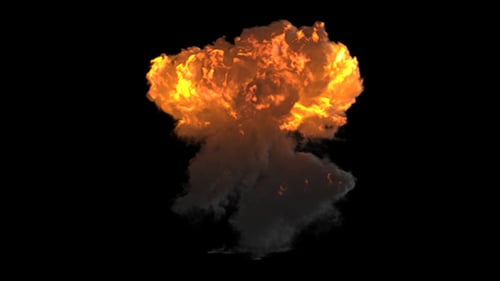 Explosion Mushroom Cloud Simulation with Dynamic Smoke and Fire