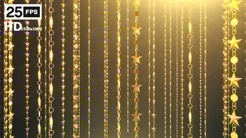 Golden Glittering Stars and Chains Decoration Loop