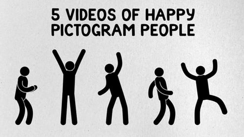 5 personas felices y alegres con pictogramas