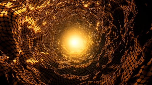 Abstract Gold Dot Grid Tunnel Light Loop Background
