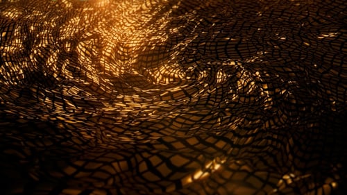 Dynamic Golden Light Abstract Undulating Grid Background
